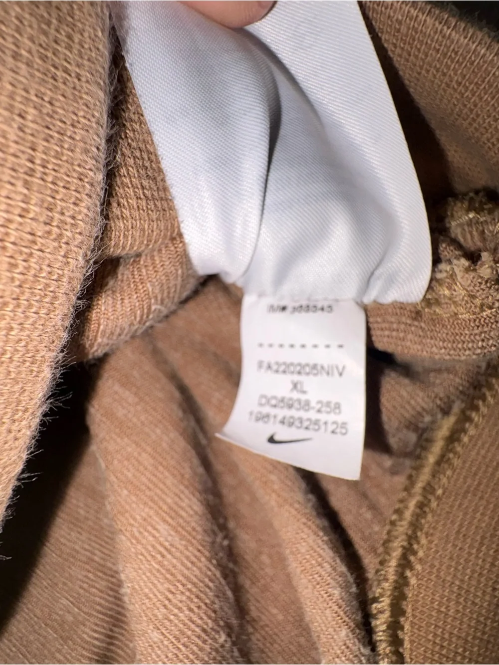 Nike Tan Corduroy Cropped Zip Pullover